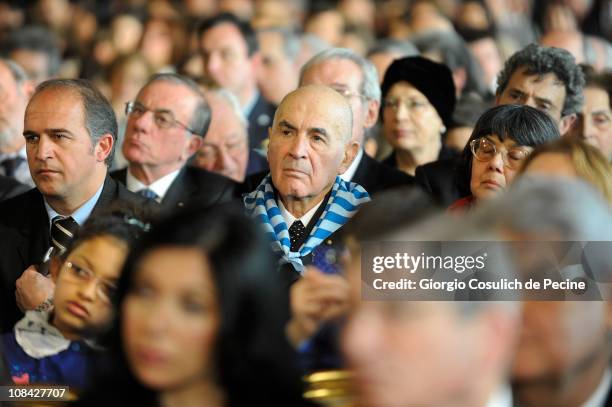 Survivor of Nazi concentration camps attends a ceremony for the Iternational Holocaust Remembrance Day at Quirinale on January 27, 2011 in Rome,...