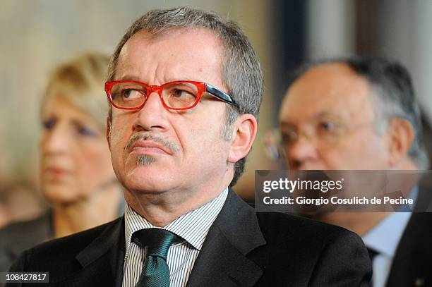 Italian Interior Minister Roberto Maroni attends a ceremony for the Iternational Holocaust Remembrance Day at Quirinale on January 27, 2011 in Rome,...