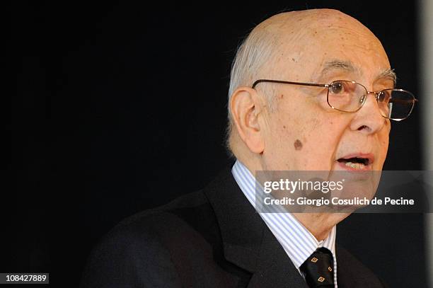 President of Italian Republic, Giorgio Napolitano, attends a ceremony for the Iternational Holocaust Remembrance Day at Quirinale on January 27, 2011...