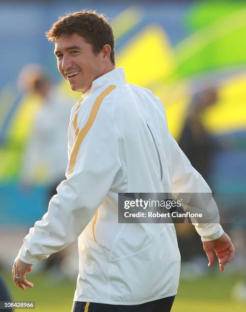 Harry Kewell of Australia smiles during an Australian Socceroos training session at Al-Wakrah Stadium on January 27, 2011 in Doha, Qatar.