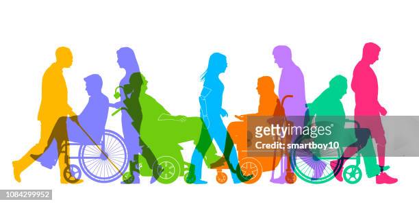 group of people with different disabilities - disability stock illustrations