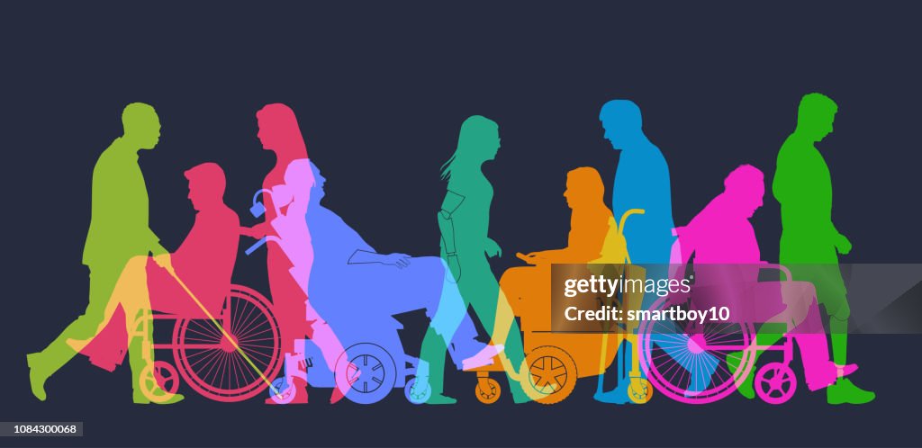 Group of People with Different Disabilities