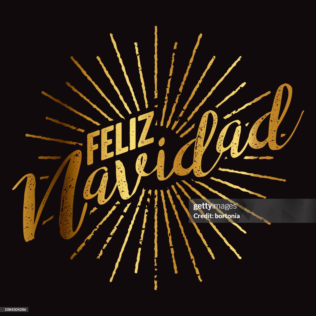 Feliz Navidad clinquant d’or espagnol Sunburst