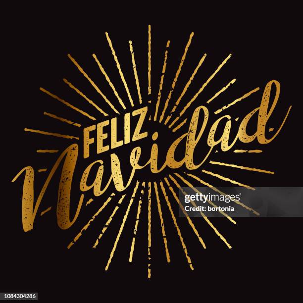 feliz navidad spanish gold foil sunburst - feliz navidad stock illustrations