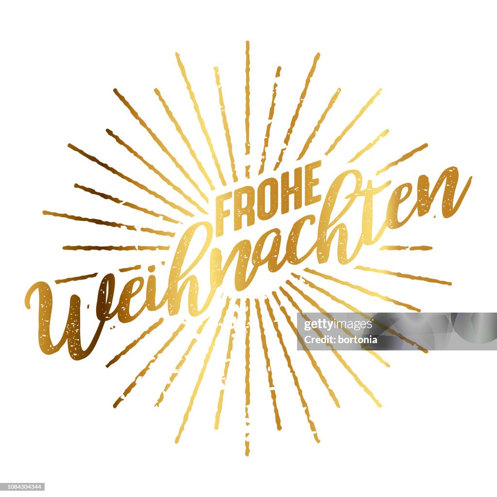 Frohe Weihnachten clinquant d’or allemand Sunburst