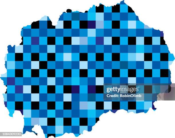 macedonia blue squares maps - skopje stock illustrations