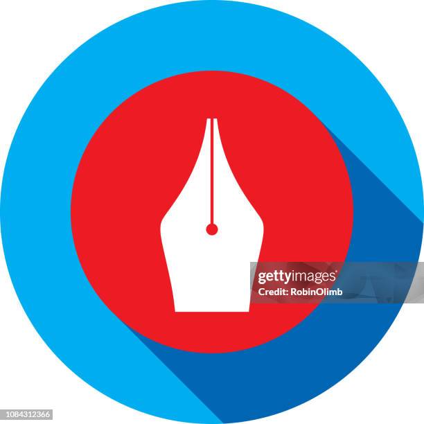 circles shadow fountain pen icon - calligraphy pen vector stock illustrations
