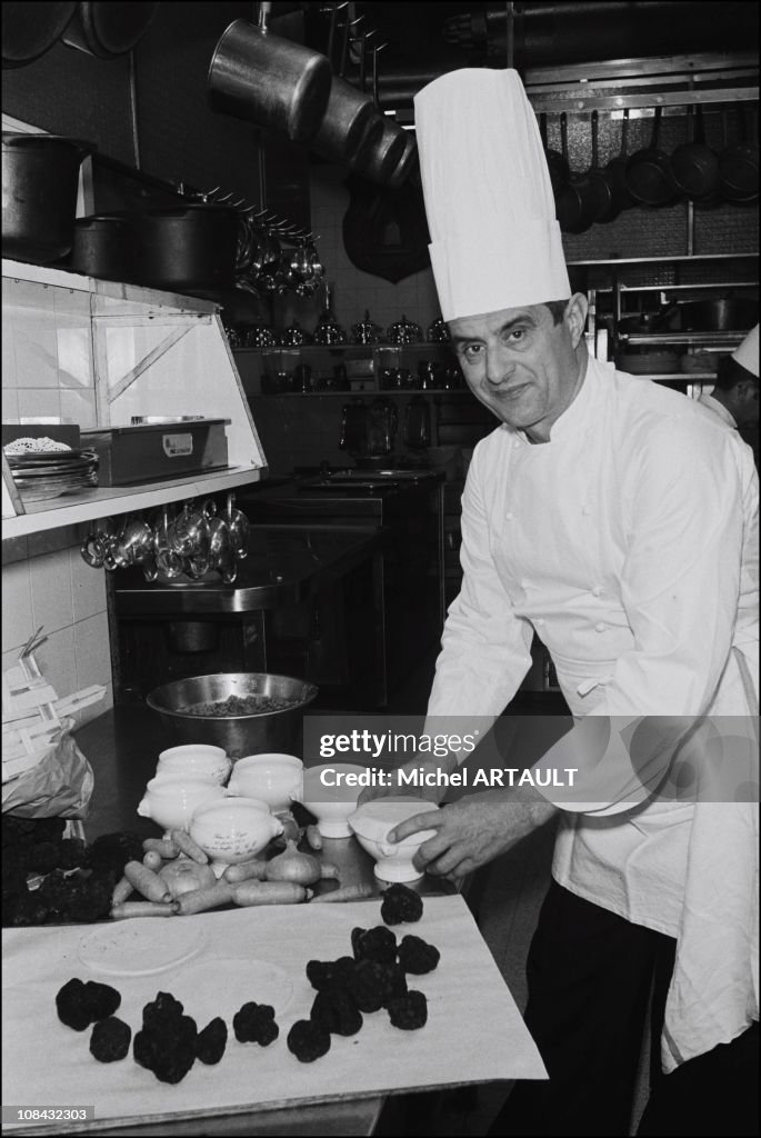 Paul Bocuse In His Kitchen In Lyon in 1976