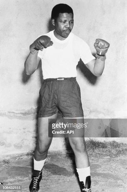 Nelson Mandela boxing gloves in 1952.