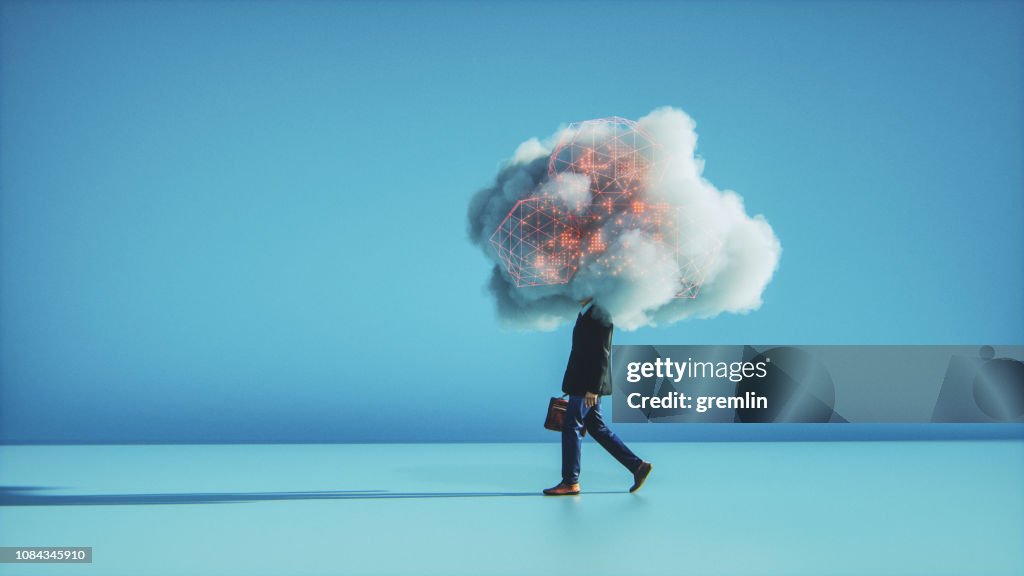 Humorous mobile cloud computing conceptual image