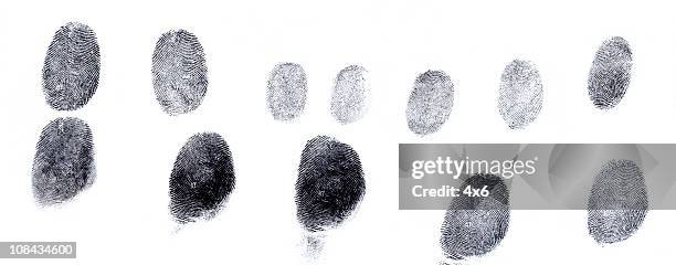 assorted fingerprints - human finger print stock pictures, royalty-free photos & images