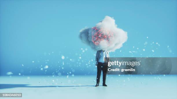 humorous mobile cloud computing conceptual image - mind control stock pictures, royalty-free photos & images