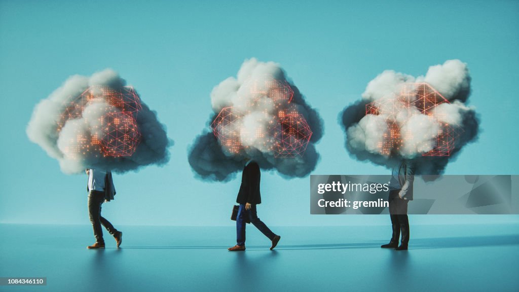 Humorous mobile cloud computing conceptual image