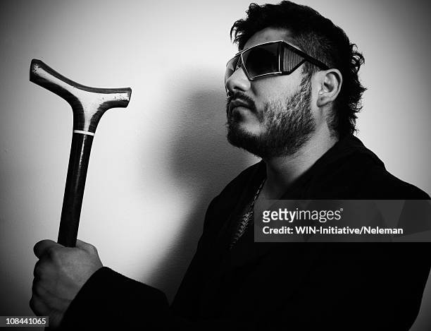 blind man wearing dark glasses and holding a cane - blind man stock pictures, royalty-free photos & images