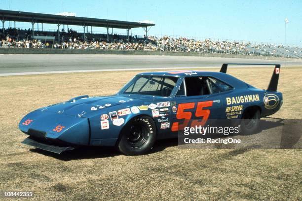 The Dodge Charger Daytona that Tiny Lund ran in the Daytona 500 NASCAR Cup race at Daytona International Speedway. John McConnell owned the car, and...