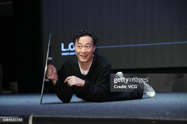 Singer/actor Eason Chan Yick-shun attends the premiere of music documentary 'L.O.V.E. In F.R.A.M.E.S.' on December 18, 2018 in Taipei, Taiwan of...