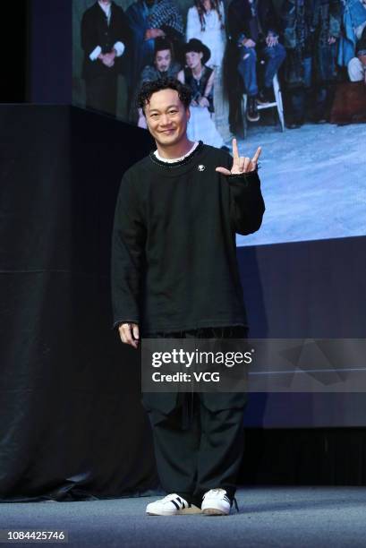 Singer/actor Eason Chan Yick-shun attends the premiere of music documentary 'L.O.V.E. In F.R.A.M.E.S.' on December 18, 2018 in Taipei, Taiwan of...