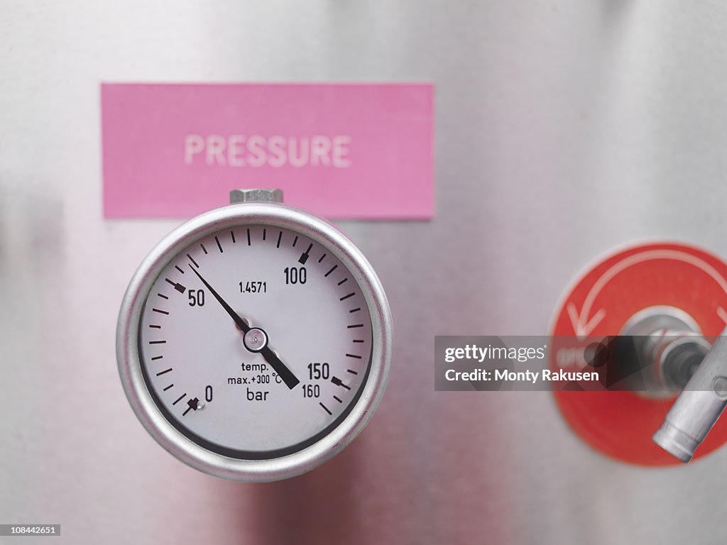 Pressure gauge at gas storage plant