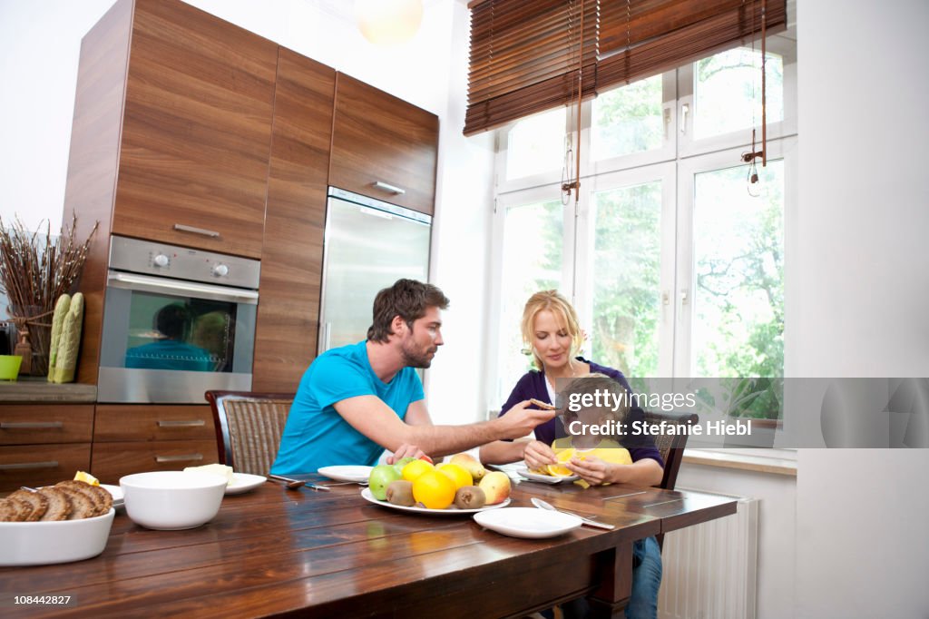 Family having breakfast