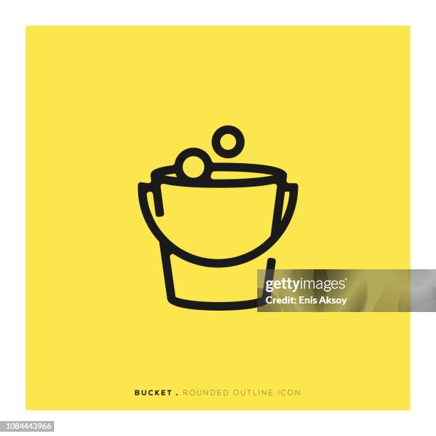 ilustraciones, imágenes clip art, dibujos animados e iconos de stock de icono de línea redondeada del cubo - bucket