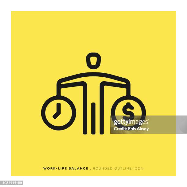 work life balance rounded line icon - life balance stock illustrations