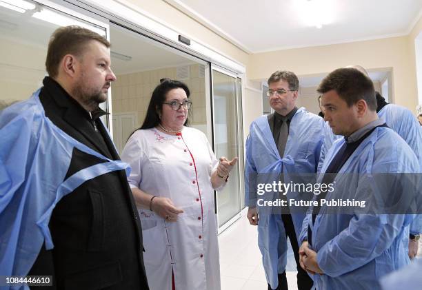 First deputy head of the Luhansk Regional State Administration Serhii Fil, administrator of the hospital Svitlana Osheko, Minister of Foreign and...