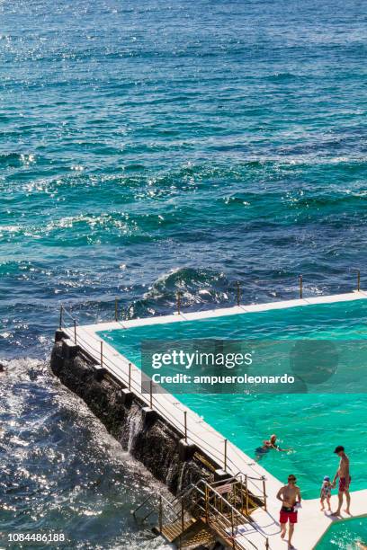 sommer in sydney, australien - bondi pool stock-fotos und bilder