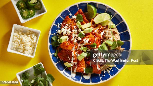 Stocking up for a snow day, Chilaquiles. Photographed for Voraciously at The Washington Post via Getty Images in Washington DC. .