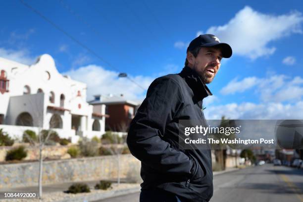 Robert Francis "Beto" O'Rourke walks in front of his home in the historic Sunset Heights neighborhood of El Paso. He and his wife, Amy Hoover...