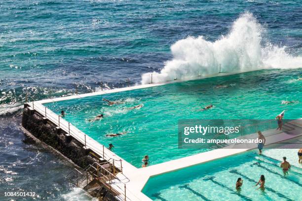 summer on sydney, australia - bondi pool stock pictures, royalty-free photos & images