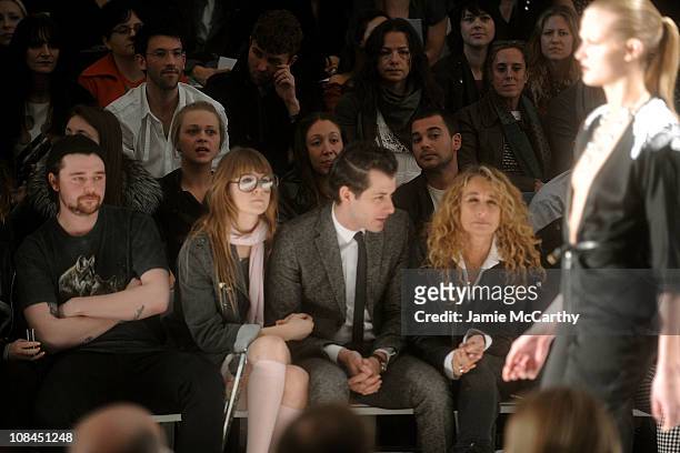 Tenessee Thomas, Mark Ronson, and Ann Dexter-Jones attend Charlotte Ronson Fall 2009 show during Mercedes-Benz Fashion Week at The Promenade in...