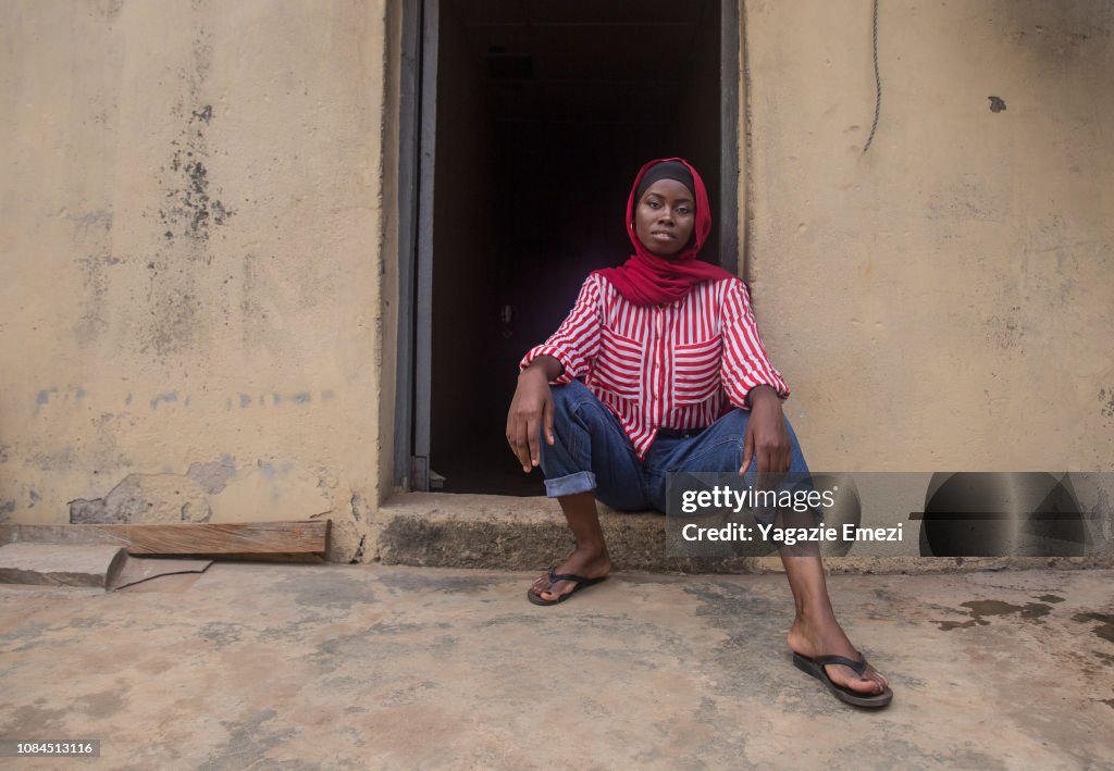 A woman sitting