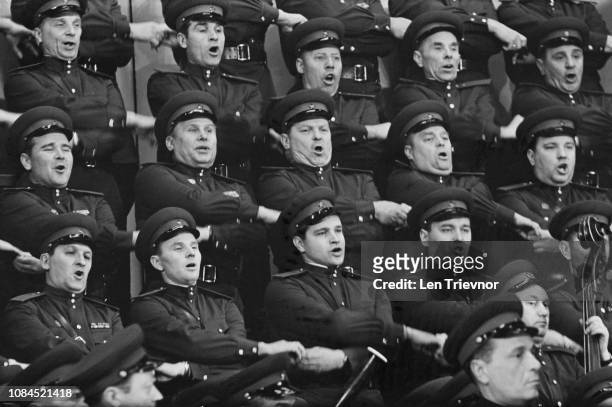 The Red Army Choir performing at the Royal Albert Hall, London, UK, 18th February 1963.