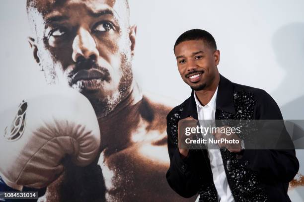 American actor Michael B. Jordan attends the presentation of Creed 2 at Villa Magna Hotel in Madrid, 18 January, 2019.