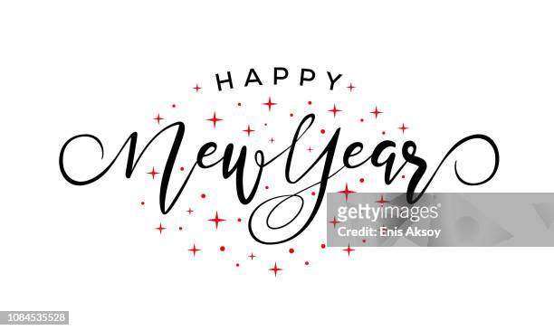 happy new year - calligraphy stock illustrations