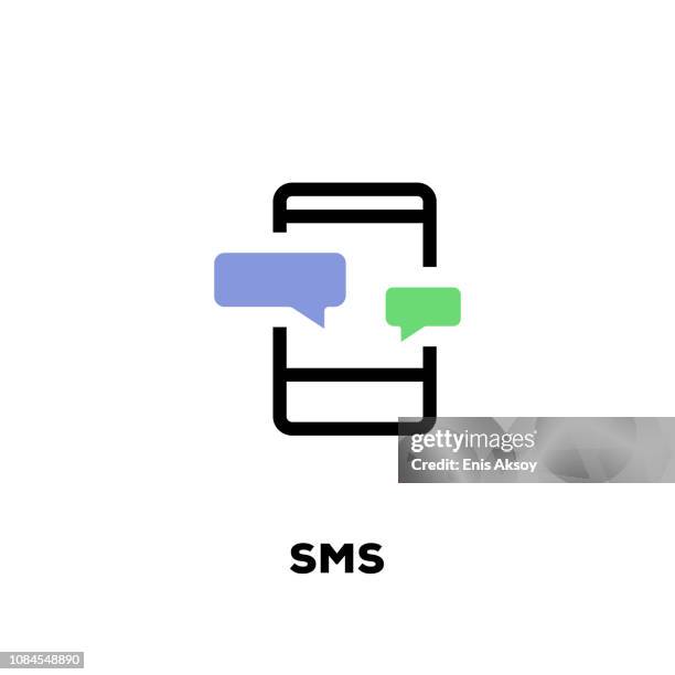 illustrazioni stock, clip art, cartoni animati e icone di tendenza di icona linea sms - send sms