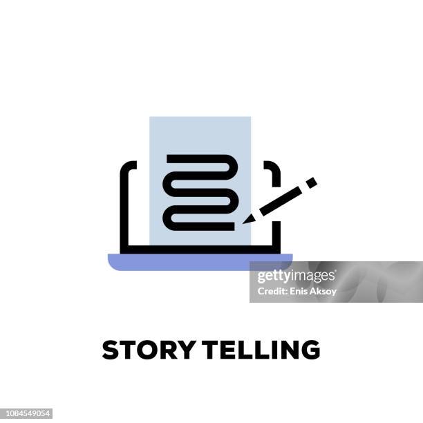 story telling line icon - storytelling stock illustrations
