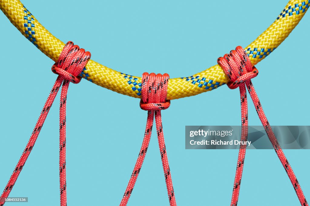 Three Colred Rope Three Coloured Ropes Supported By A Larger Rope High-Res Stock Photo ...
