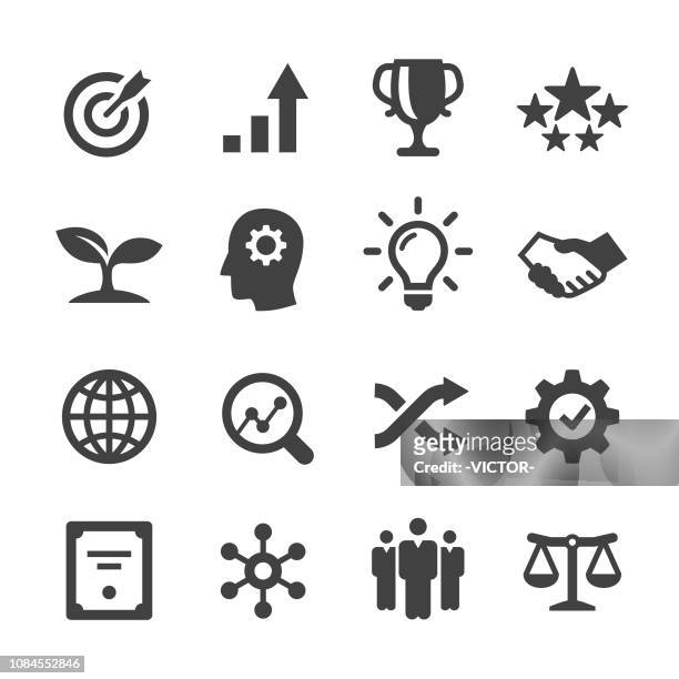 core values icons set - acme series - determination stock illustrations