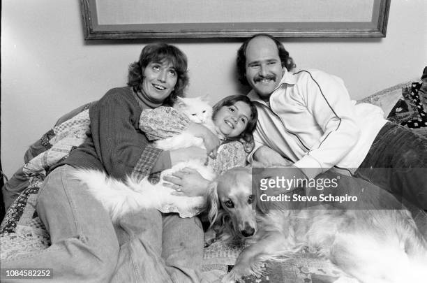 Actress and director Penny Marshall , daughter Tracy Reiner, and actor and director Rob Reiner smile for a portrait at home in Los Angeles,...