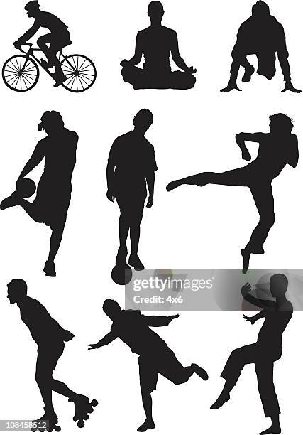 assorted sports silhouette - roller blade stock illustrations