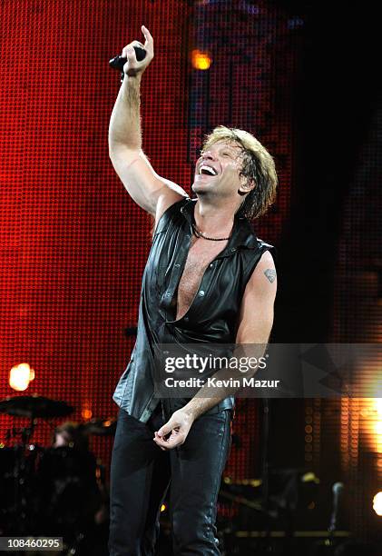 Jon Bon Jovi performs during "The Circle World Tour" at New Meadowlands Stadium on May 26, 2010 in East Rutherford, New Jersey.