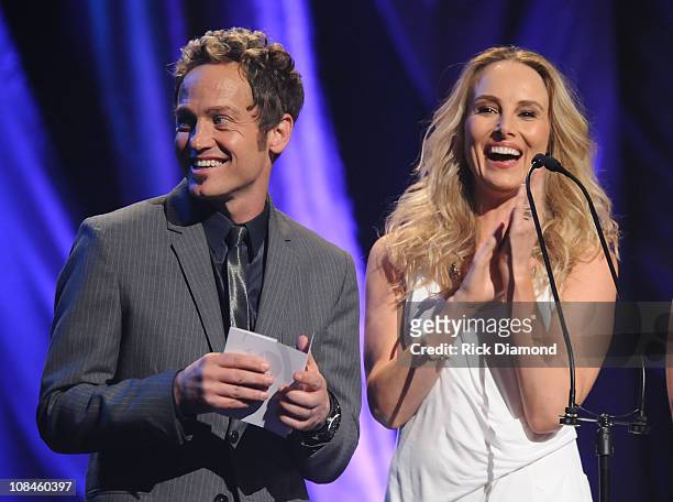 Singers tobyMac and Chynna Phillips onstage at the 40th Annual GMA Dove Awards held at the Grand Ole Opry House on April 23, 2009 in Nashville,...