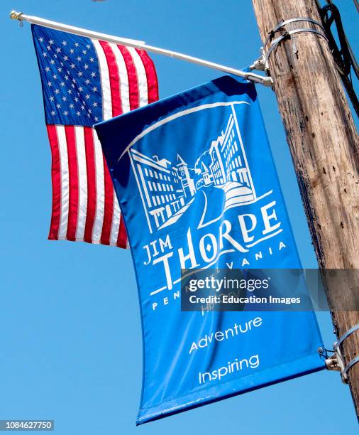 Banner and American Flag, Jim Thorpe, Pennsylvania.