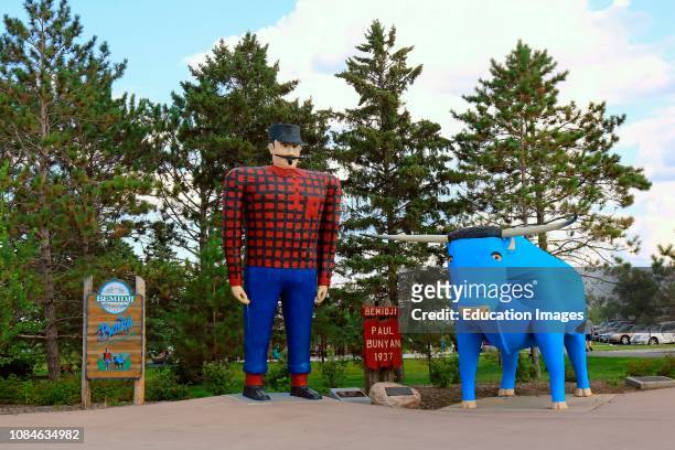 Paul Bunyan and Babe the Blue Ox display in Bemidji Minnesota.