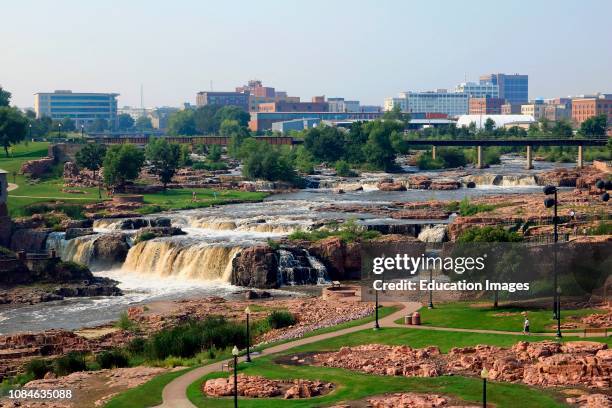 Falls Park in downtown Sioux Falls South Dakota.