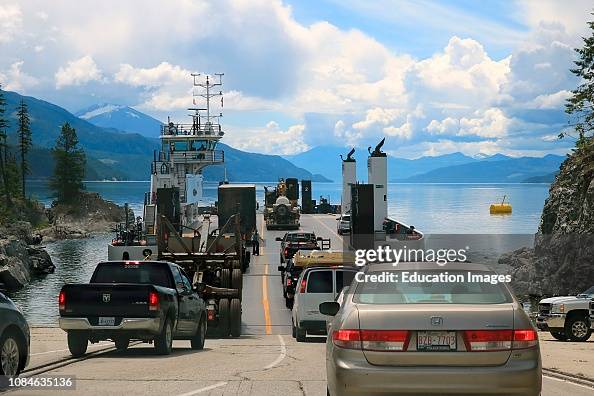 Upper Arrow Lake free ferry Highway 23 British Columbia Canada
