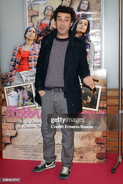 Fabrizio Sabatucci attends the "Febbre Da Fieno" premiere at Emassy Cinema on January 27, 2011 in Rome, Italy.