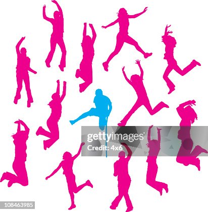 Assorted people jumping Assorted people jumping