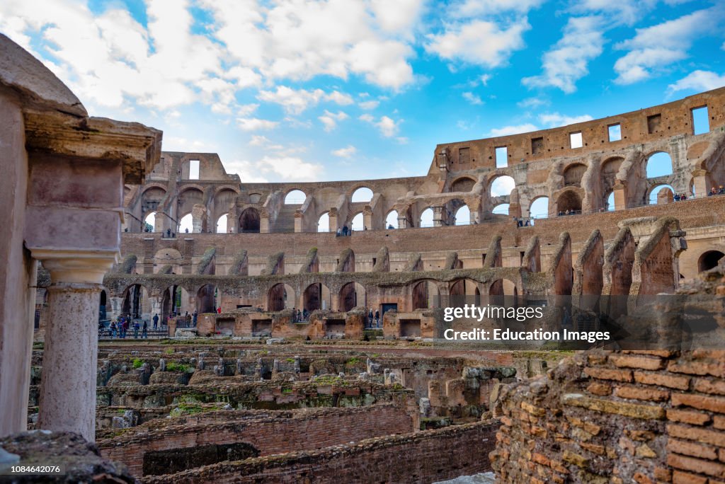 Small Coliseum Interior close up detail of he Coliseum or Coliseum, also known as ...